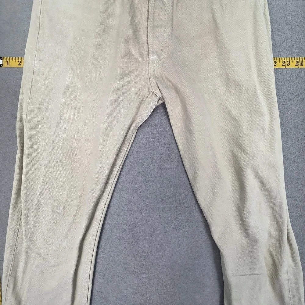 Vintage Levis 501 Jeans Mens Beige‎ Button Fly USA 90s Repaired Fits 28x31